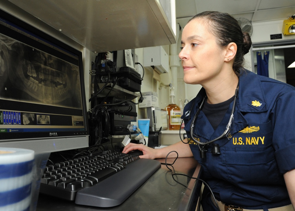 USS Enterprise sailor at work