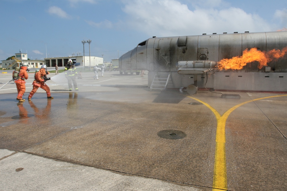 Okinawans, Marines sharpen aircraft fire, rescue procedures