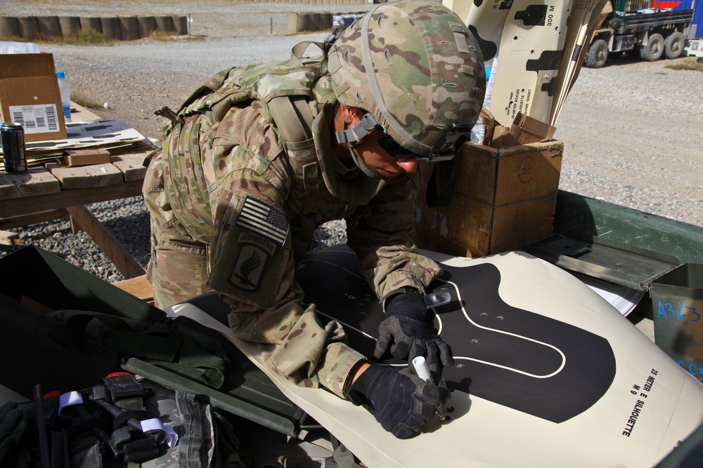 Soldiers qualify during FOB Shank range exercise