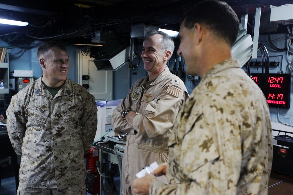 Rear Adm. Lescher aboard USS Iwo Jima