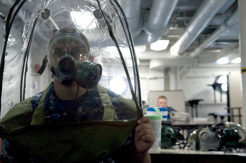Testing a chemical, biological and radiological protective mask