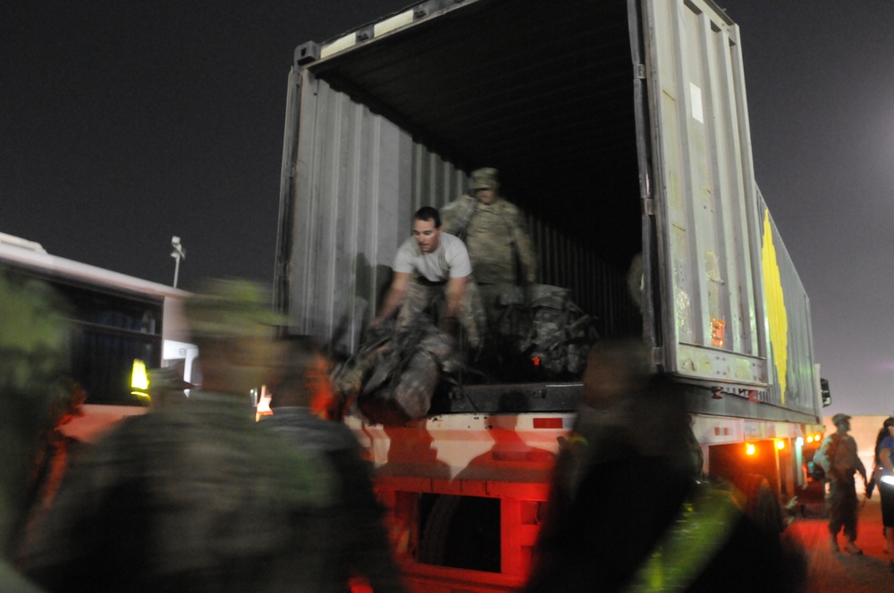 113th Sustainment Brigade CENTCOM Material Retrograde Element (CMRE) soldiers return to Kuwait