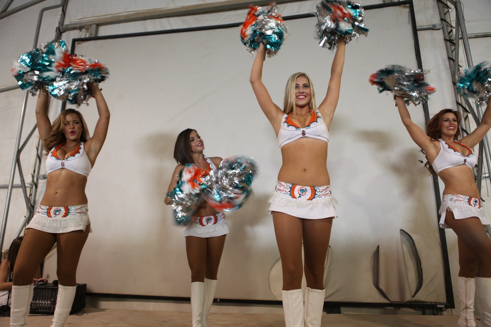 Miami Dolphin cheerleaders visit Marines at Camp Leatherneck