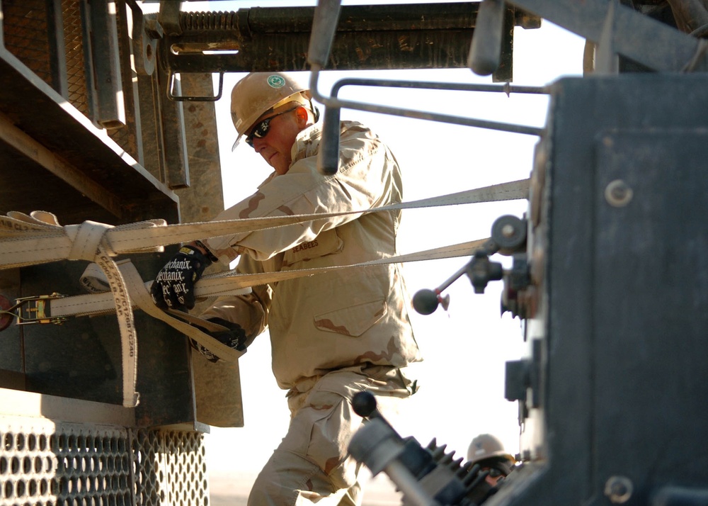 Securing water well rig
