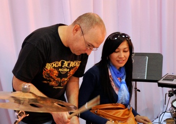 AFCENT band, Top Flight, performs for Kyrgyz students in Naryn