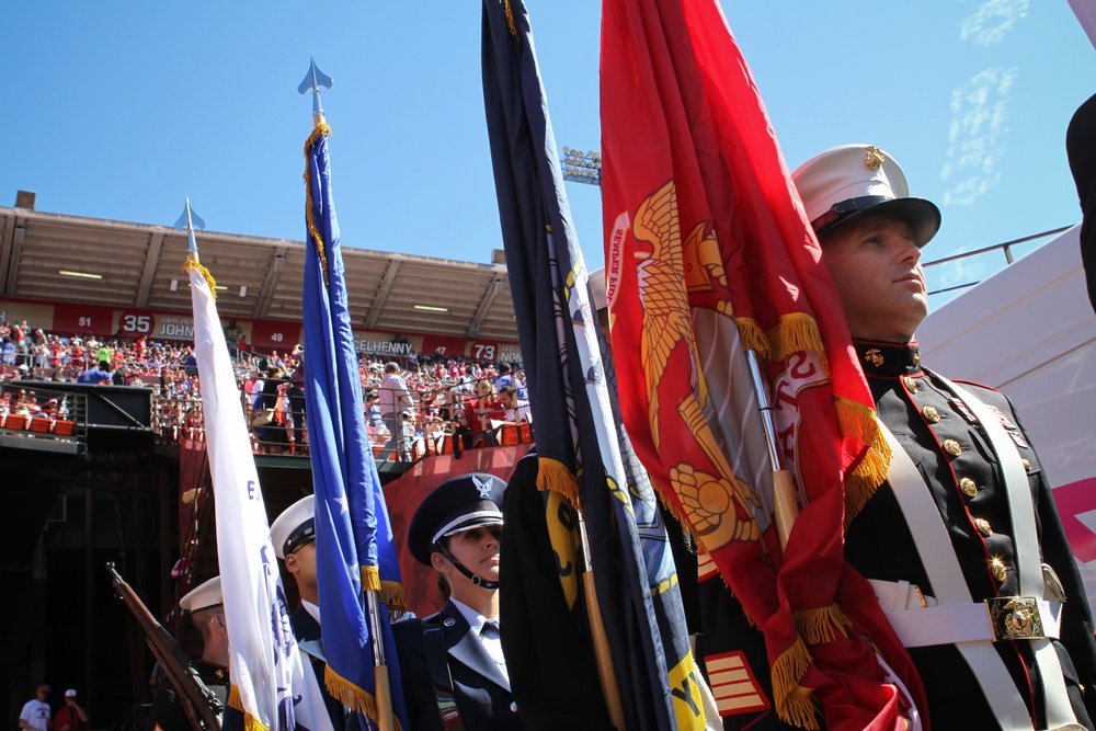 San Francisco Fleet Week military members salute at 49ers game