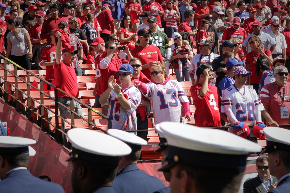 San Francisco Fleet Week military members salute at 49ers game