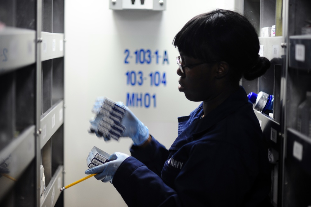 USS George H.W. Bush sailors at work
