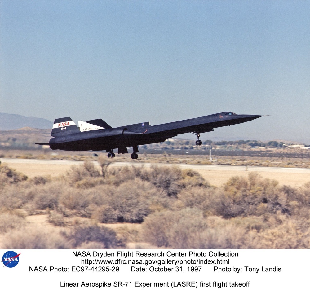 Linear Aerospike SR-71 Experiment (LASRE) first flight takeoff