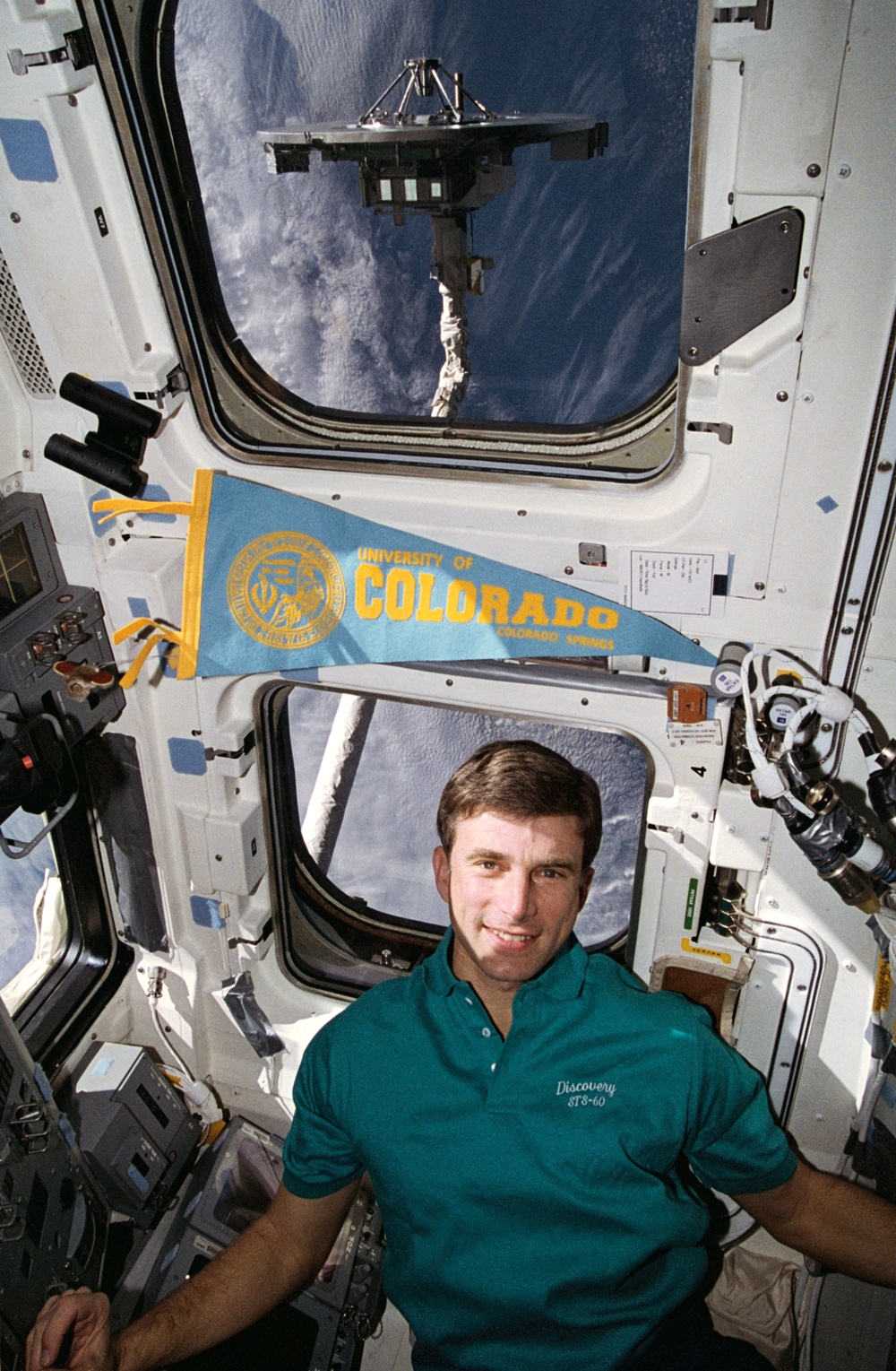 Astronaut Ronald Sega in crew cabin