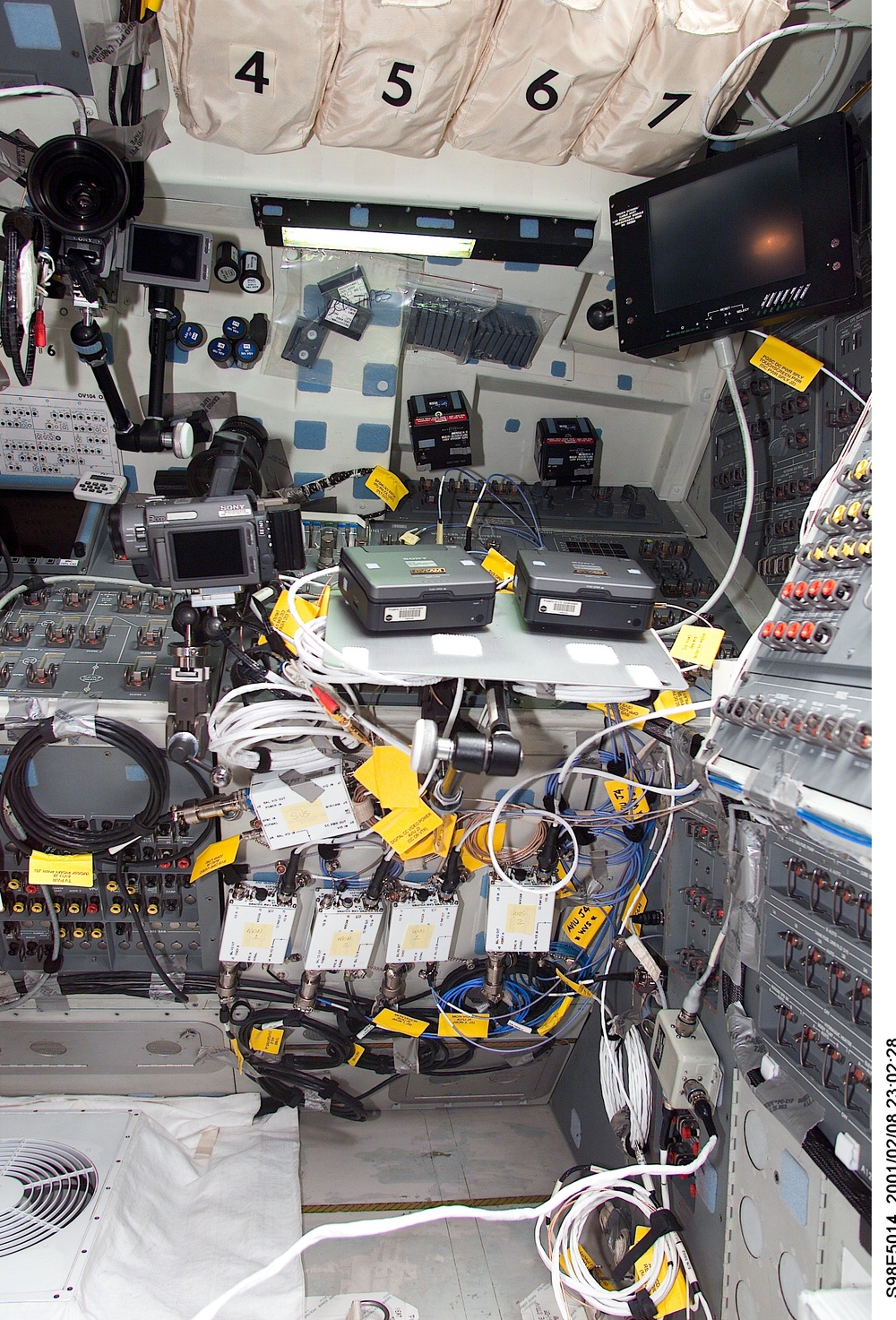 Assorted cables and cameras on the Atlantis middeck