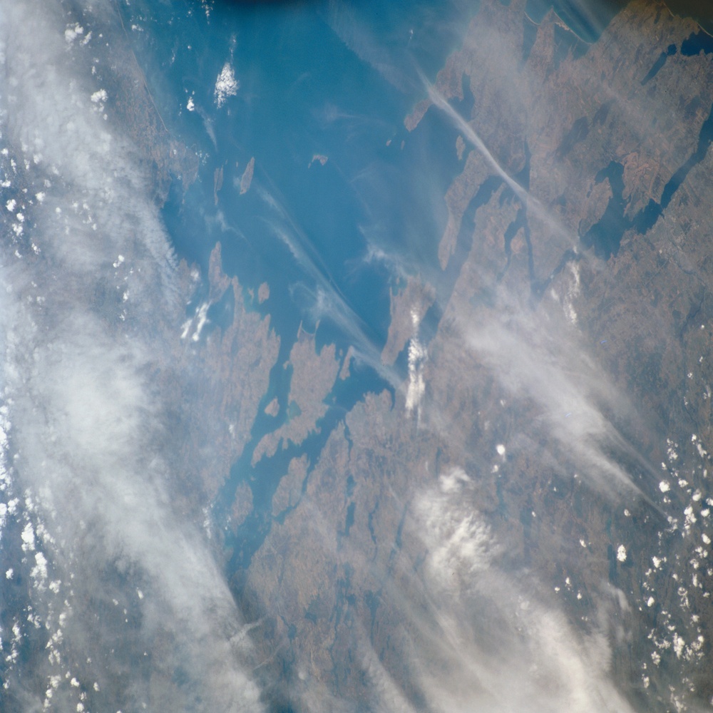 Earth observation image of the mouth of the St. Lawrence Seaway taken during STS-100