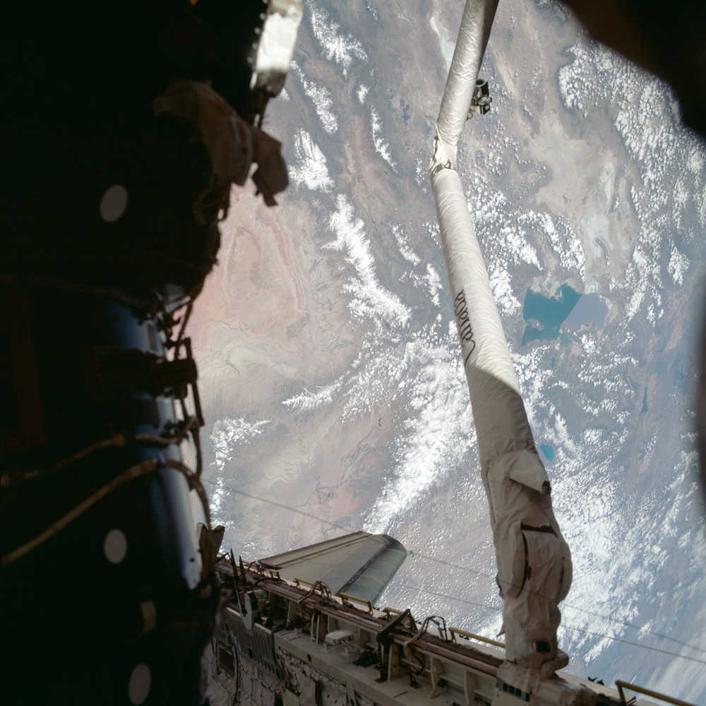 View of Pressurized Mating Adapter 2 and Endeavour's RMS taken during the STS-100 mission