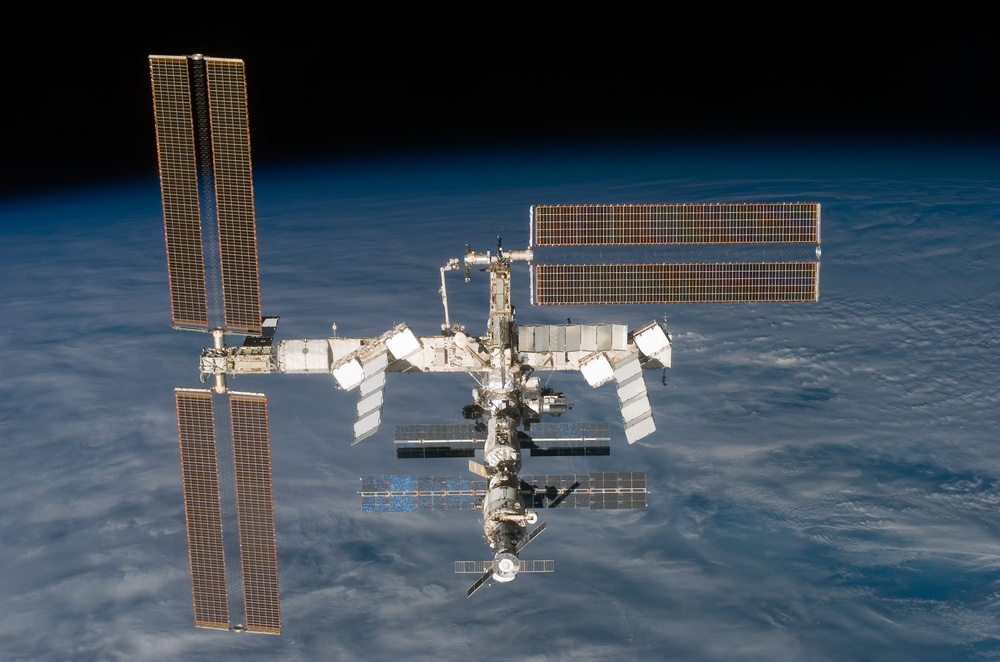 Flyaround view of the aft and zenith sides of the ISS