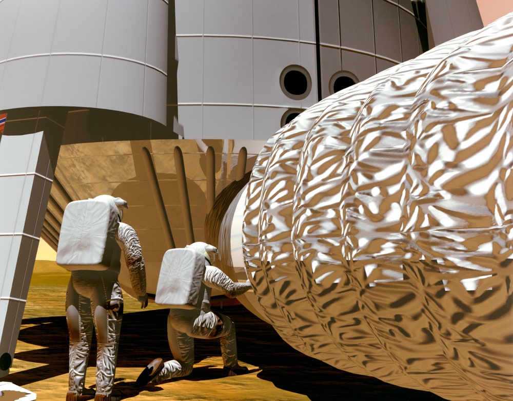 Digital images promoting future exploration of Mars and the Space Station