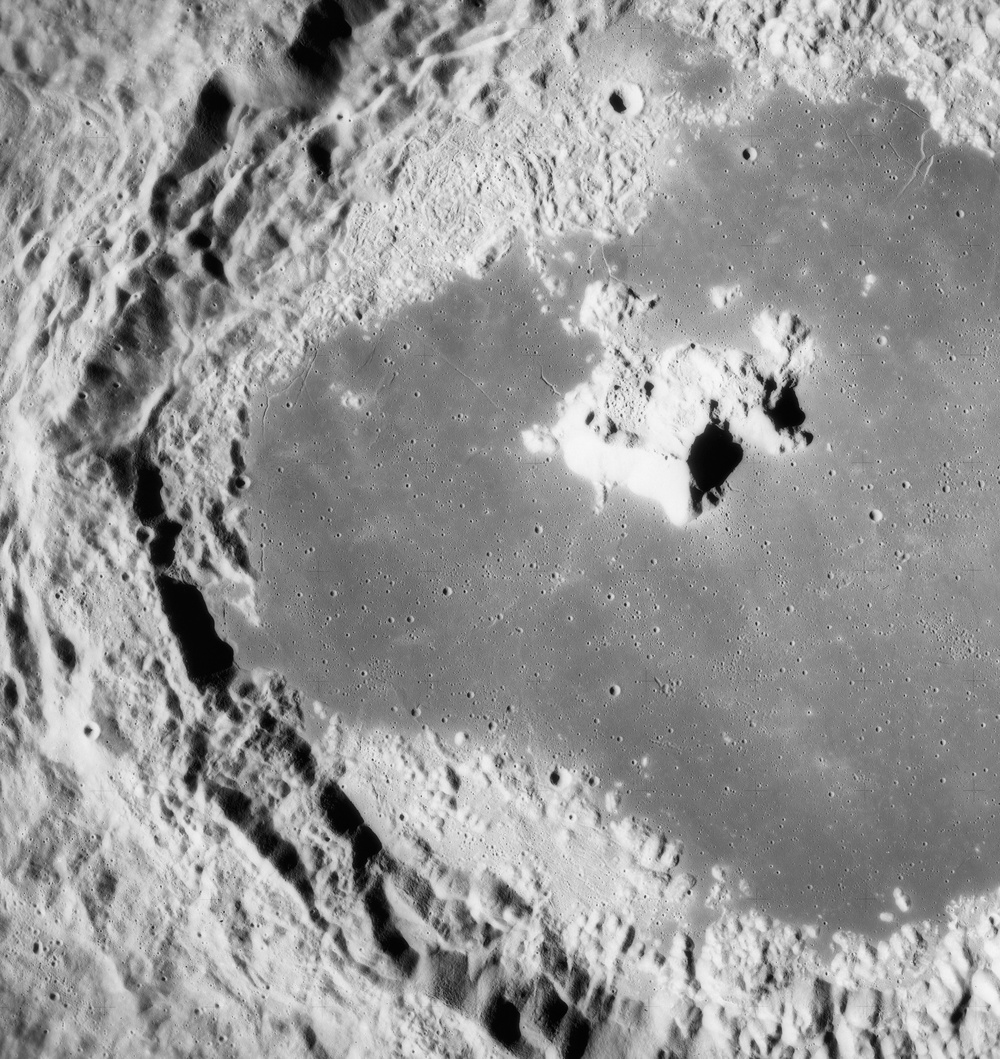 View of crater Tsiolkovsky on lunar farside as photographed by Apollo 15