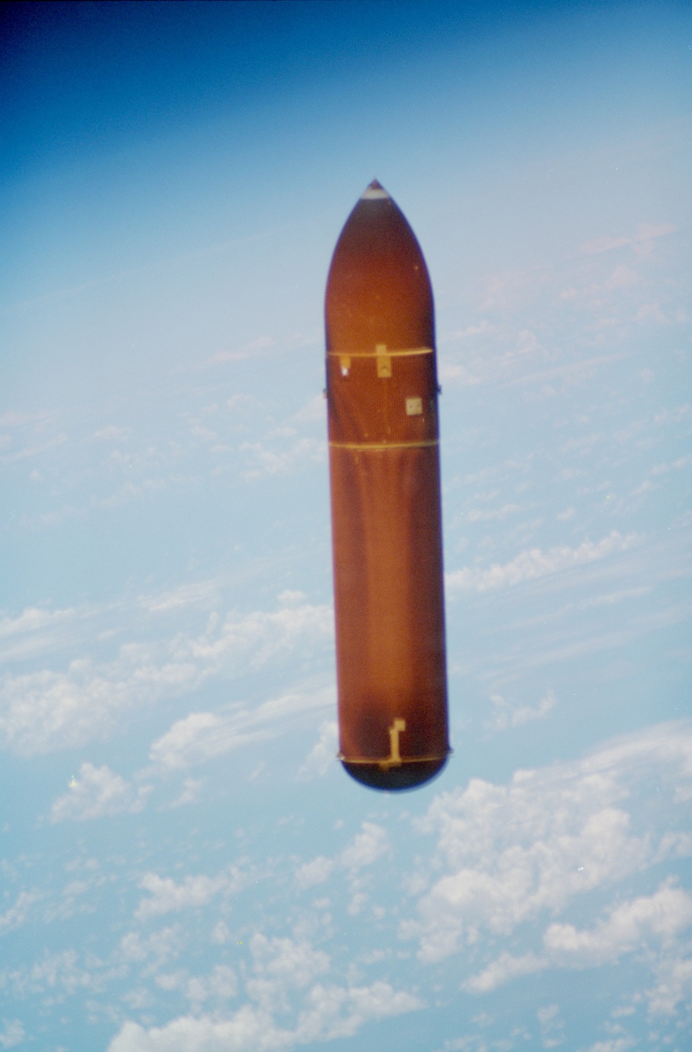 Views of the external tank as it falls away from Discovery
