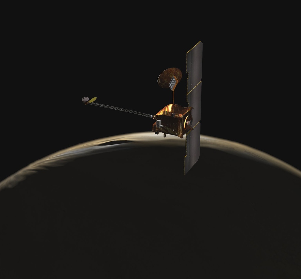 Odyssey over Martian Sunrise