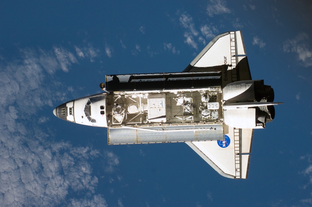 View of the Shuttle Endeavour on approach to the ISS during STS-118