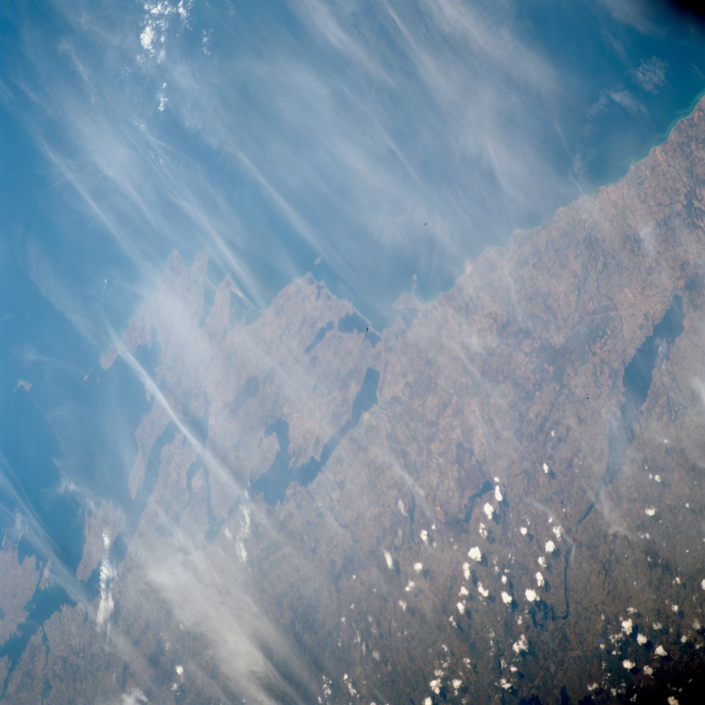 Earth observation image of the mouth of the St. Lawrence Seaway taken during STS-100