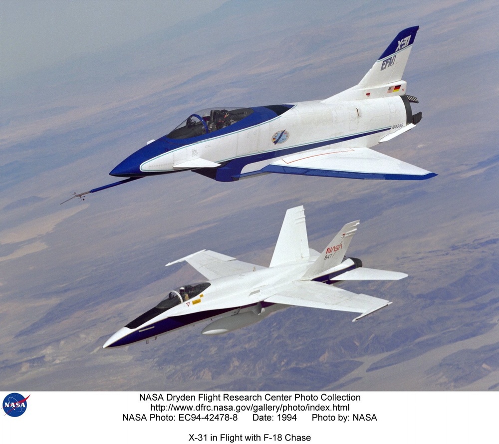 X-31 in Flight with F-18 Chase