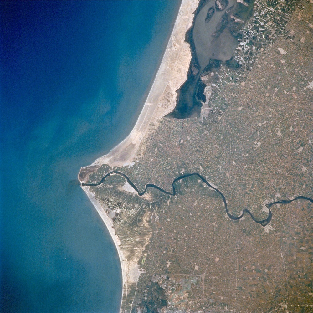 Earth observation image of the Rosetta Arm of the Nile River Delta taken during STS-100