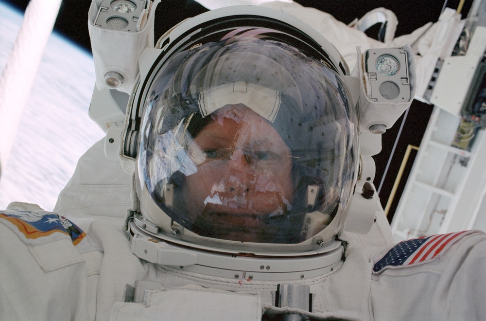 Forrester takes his own portrait at the end of EVA2