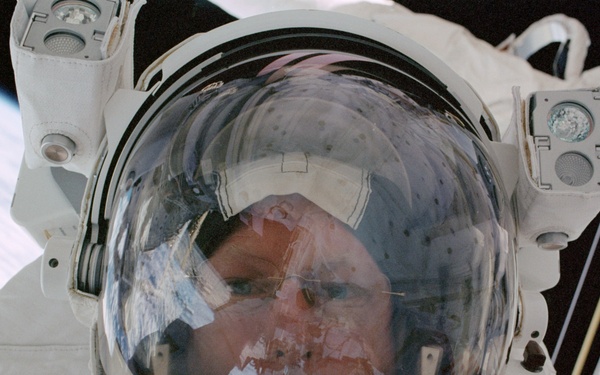 Forrester takes his own portrait at the end of EVA2