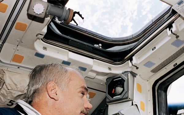 STS-79 crew on the flight deck