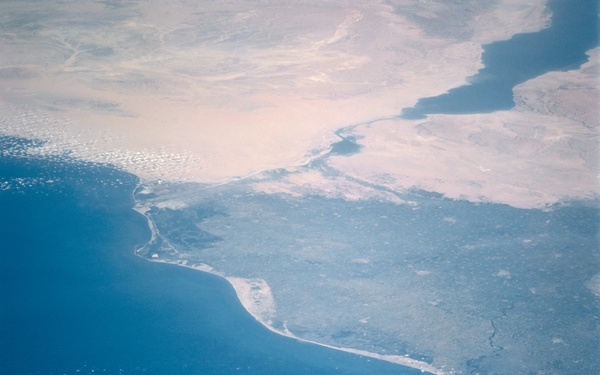 Nile River Delta and the Suez Canal taken from Atlantis during STS-106