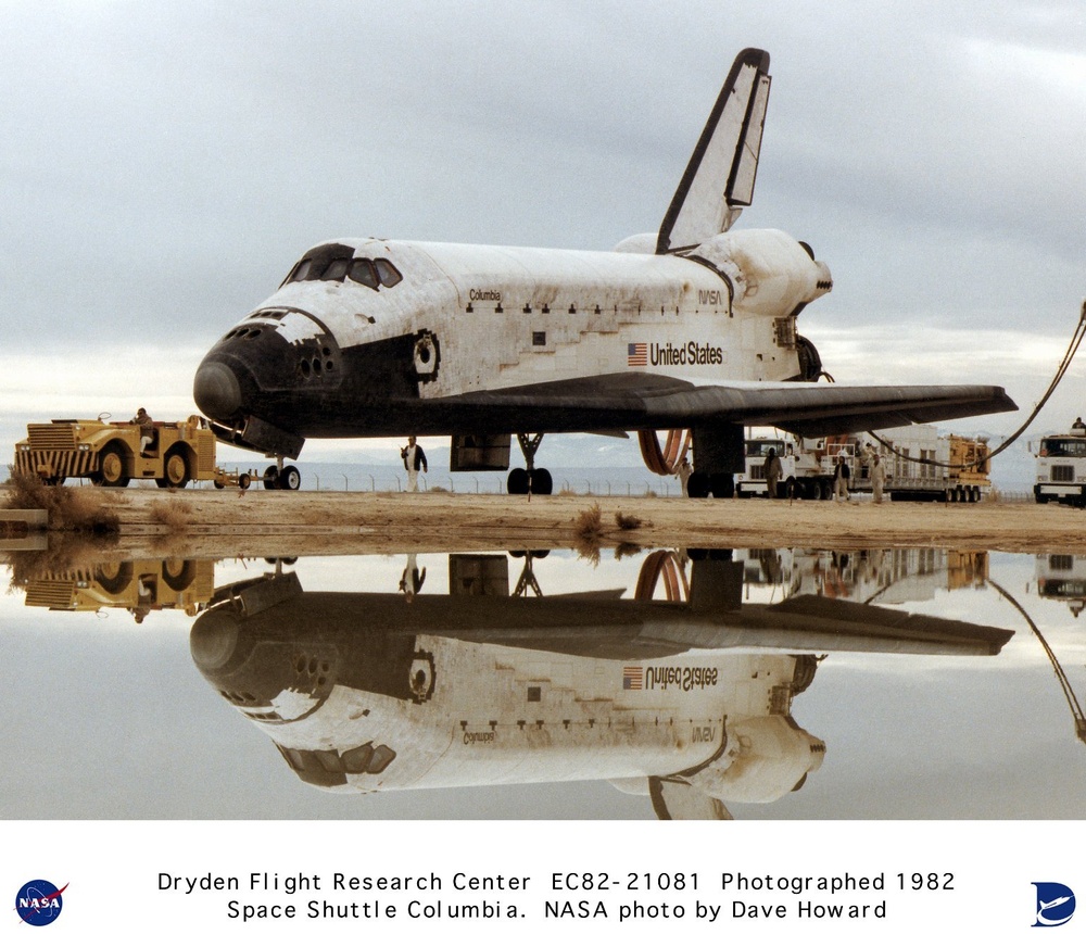 Shuttle Columbia Post-landing Tow - with Reflection in Water