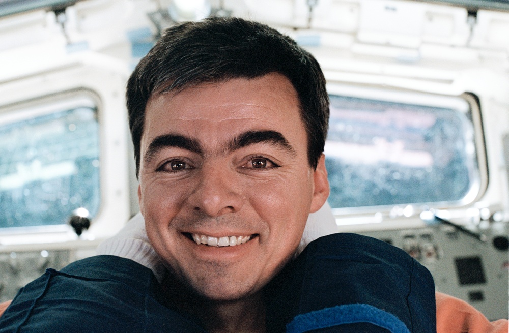 Pilot Allen working on aft flight deck