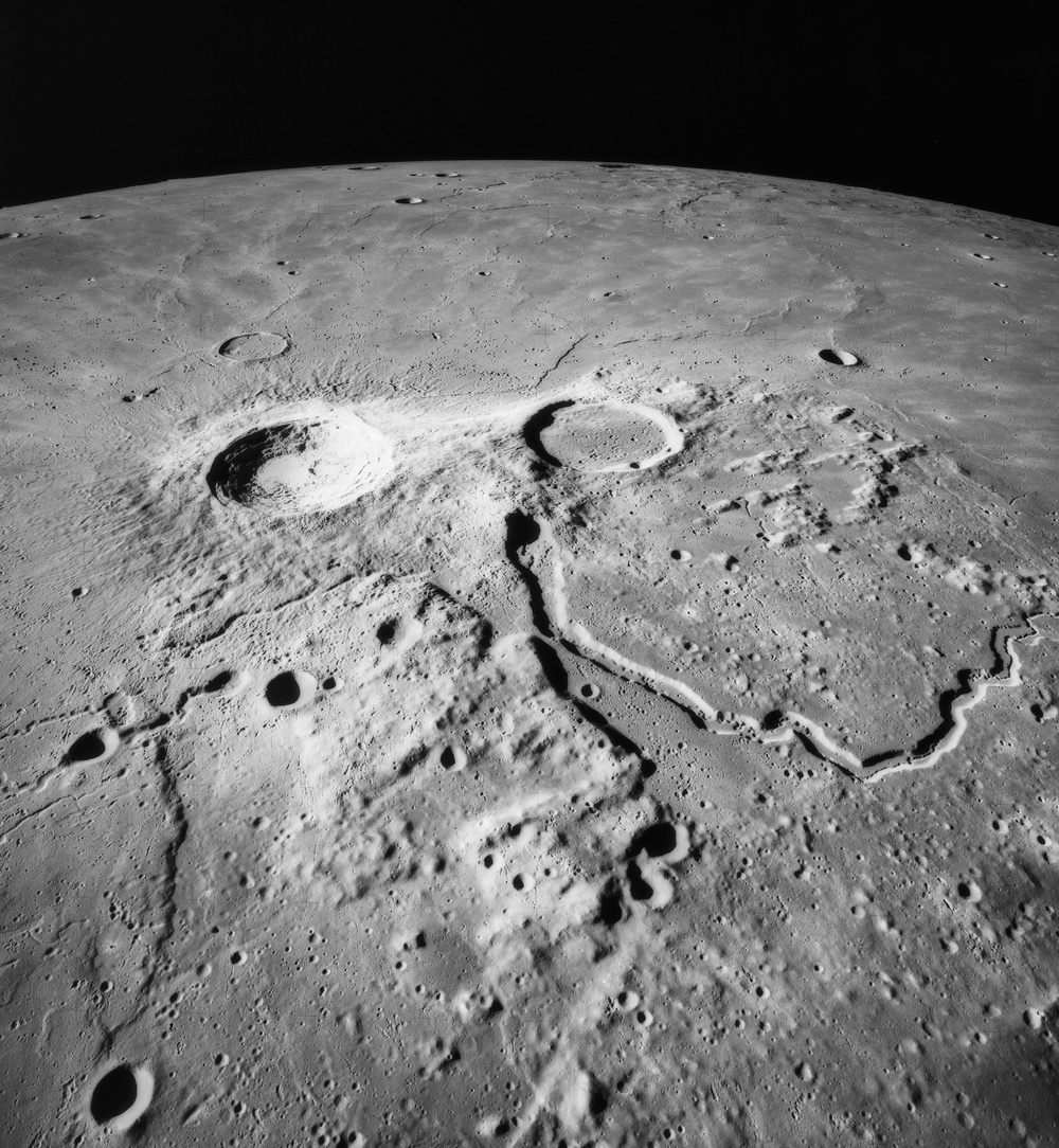 View of Schroeter's Valley and crater Aristarchus photographed by Apollo 15
