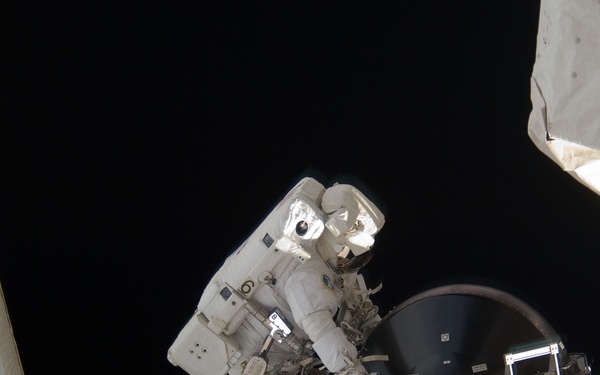 View of MS Williams transporting the new CMG to the ESP2 during EVA 2