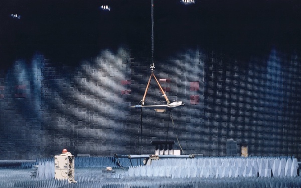 X-43A Undergoing Controlled Radio Frequency Testing in the Benefield Anechoic Facility at Edwards Ai