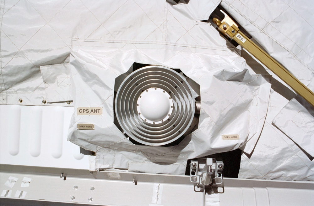 View of a GPS antenna on the S0 Truss taken during the fourth EVA of STS-110