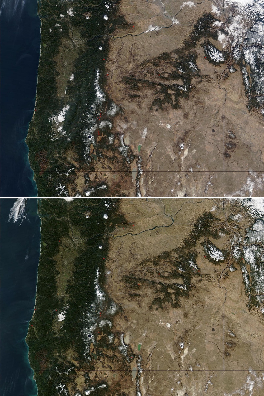 Morning and Afternoon Views of Oregon Fires: Natural Hazards