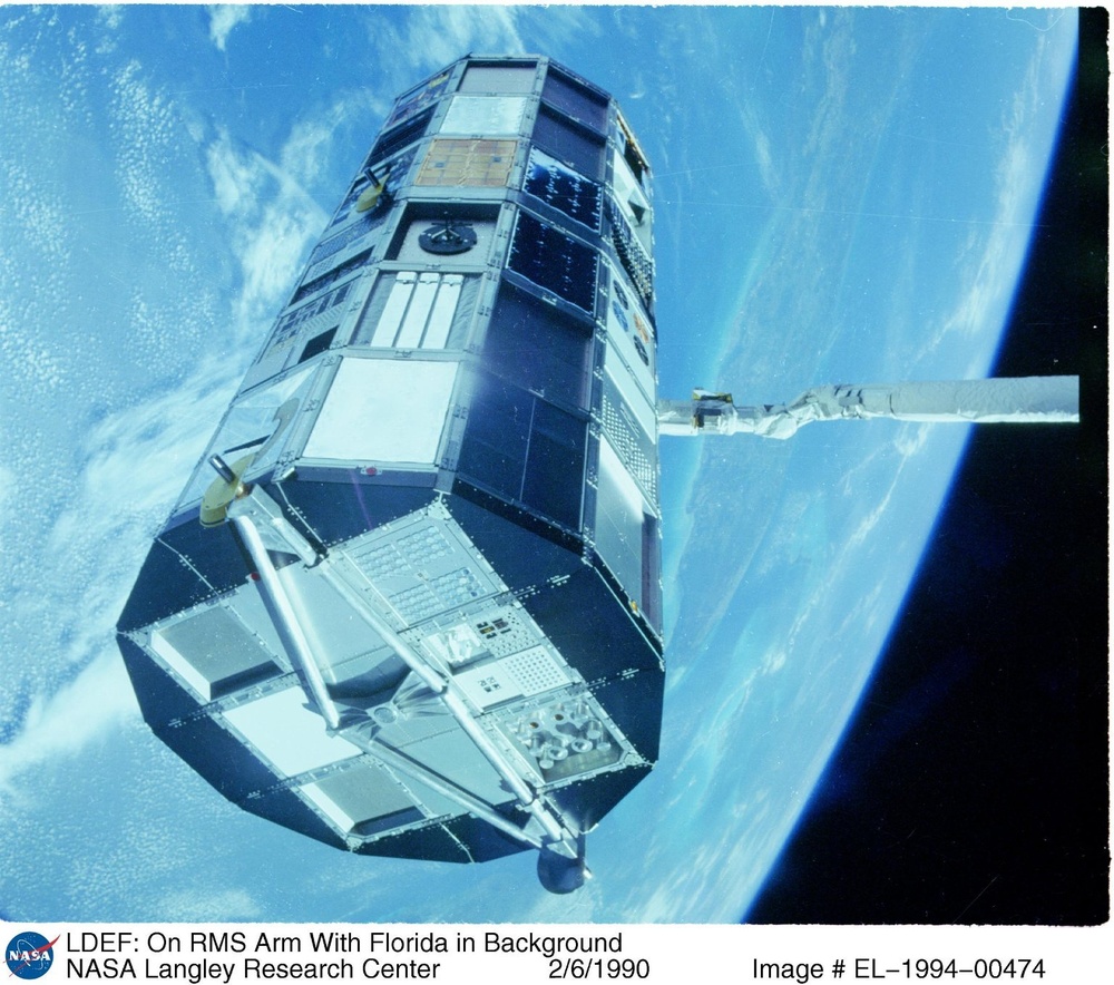 LDEF: On RMS Arm With Florida in Background