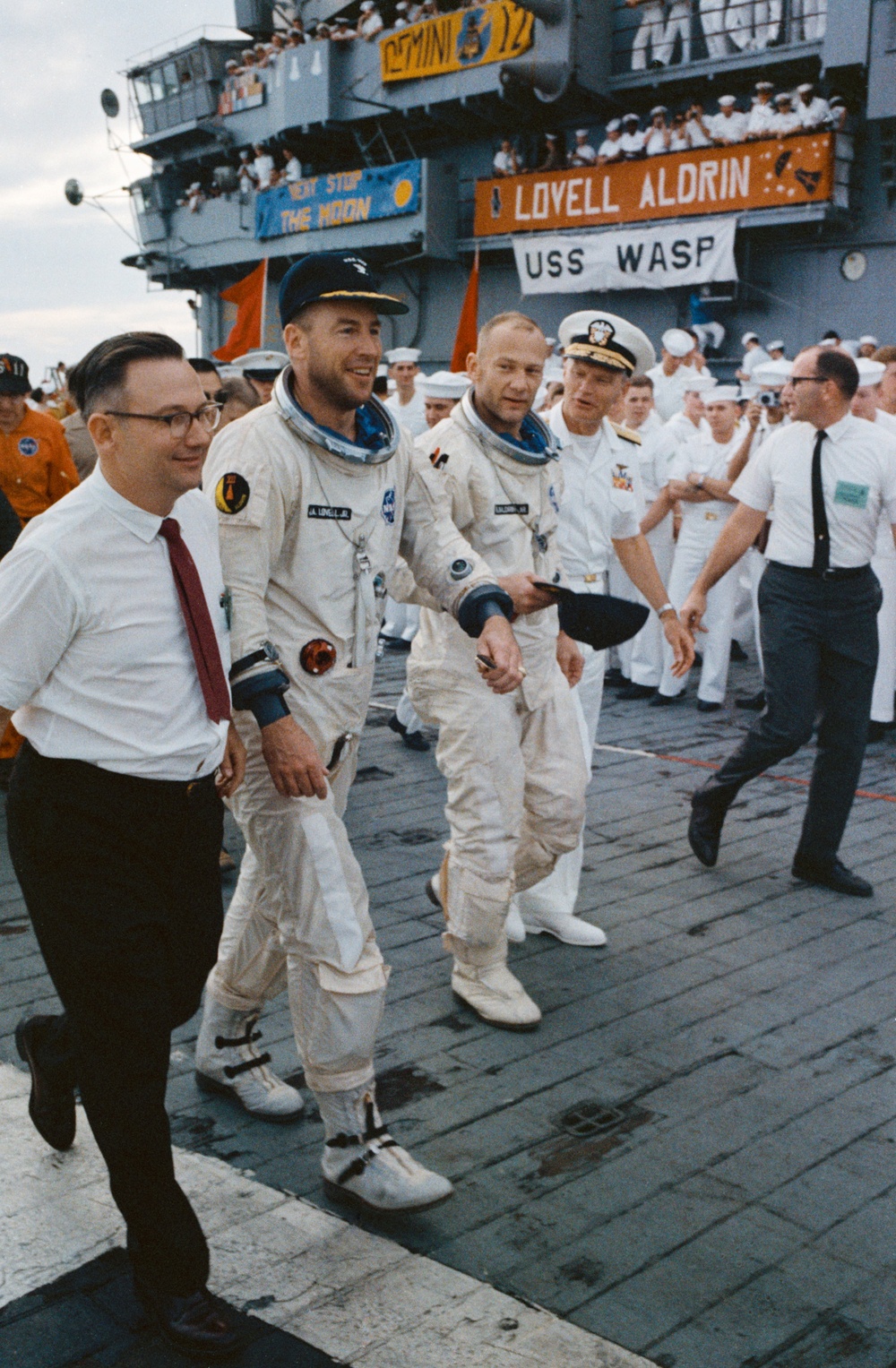 ASTRONAUT JAMES A. LOVELL, JR. - RECOVERY - GT-12 - ON BOARD CARRIER