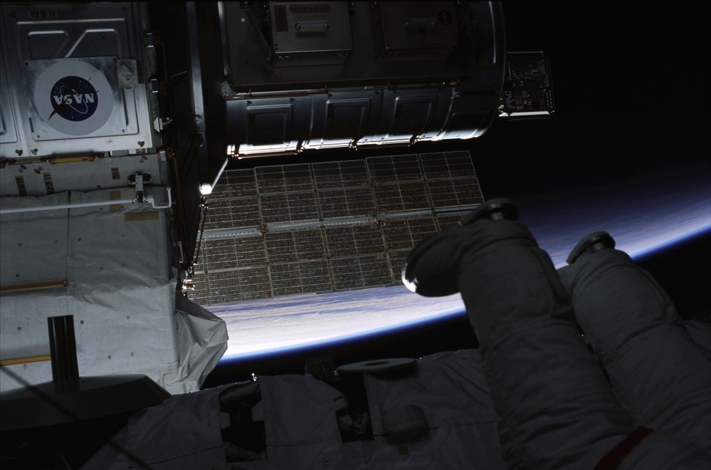 View of the Quest / Airlock taken during the second EVA of STS-110