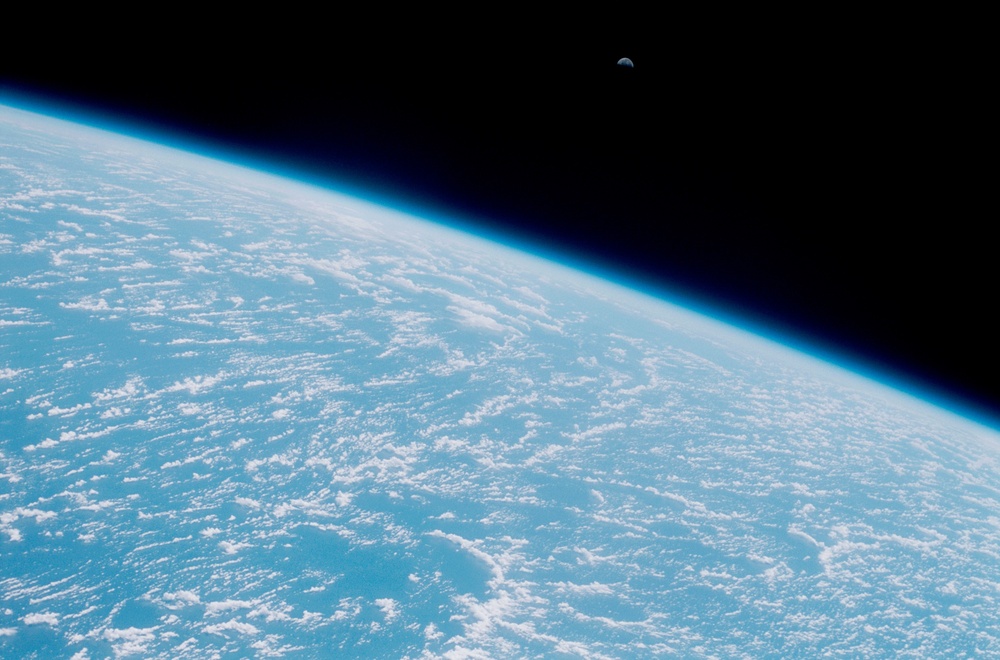 Moon rise over the Earth; Earth view