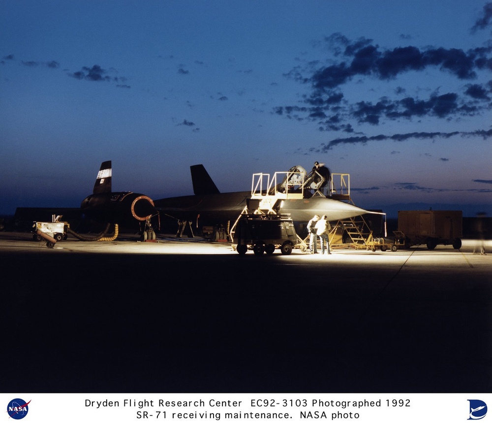 SR-71 Receiving Flight Prep Maintenance Pre-Dawn