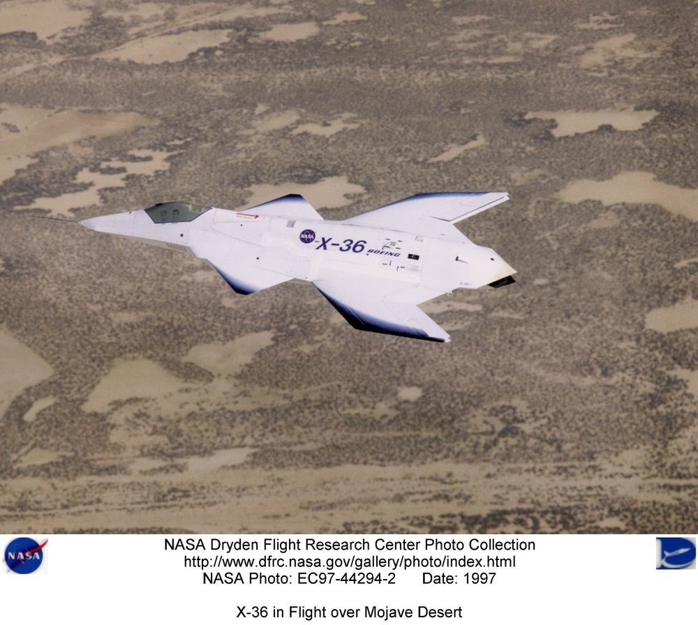 X-36 in Flight over Mojave Desert