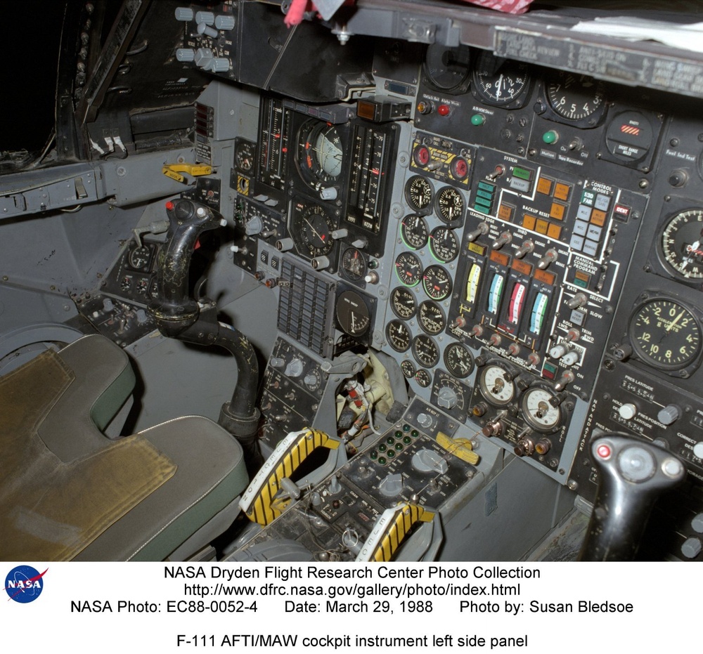 F-111 AFTI/MAW cockpit instrument left side panel