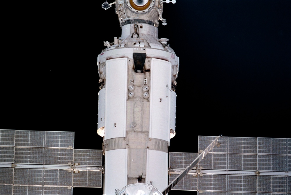 Nadir view of FGB/Zarya module seen during approach for docking