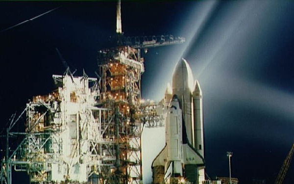 STS-1 Columbia on pad preparing for Flight Readiness firing