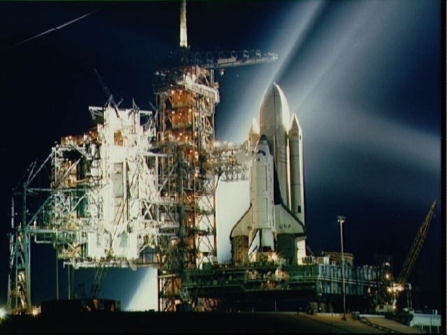 STS-1 Columbia on pad preparing for Flight Readiness firing