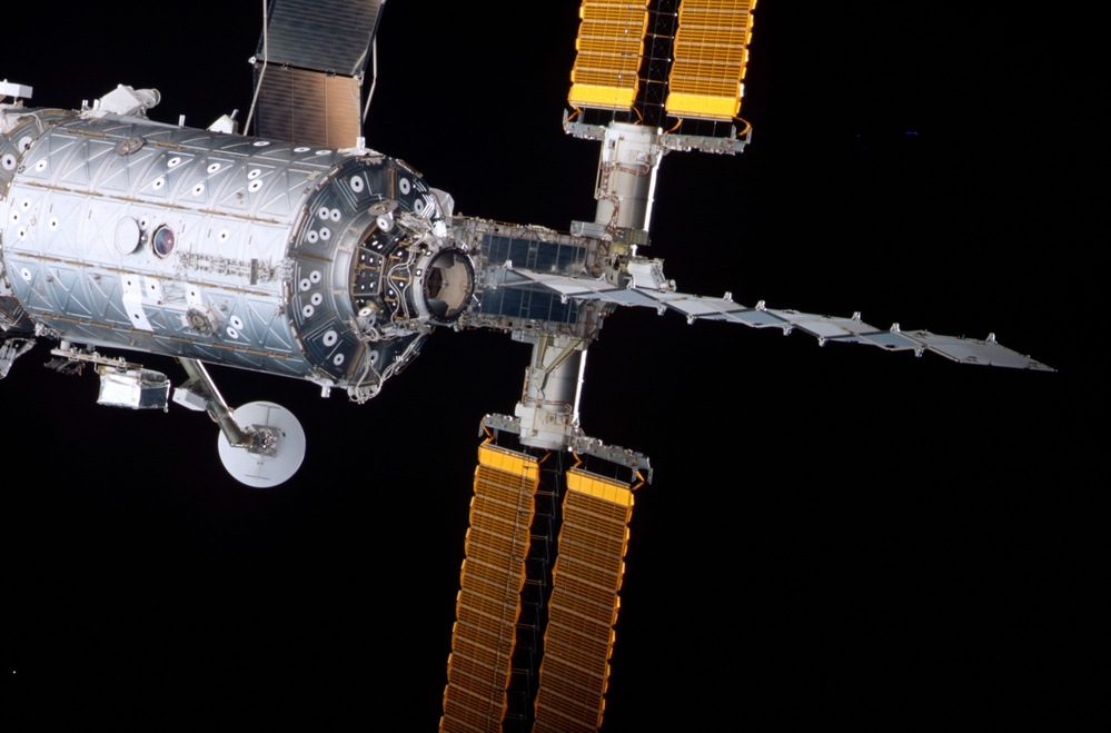 View of the U.S. Laboratory taken during the initial approach of Endeavour for STS-100