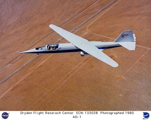 AD-1 in flight at 60 degree wing sweep