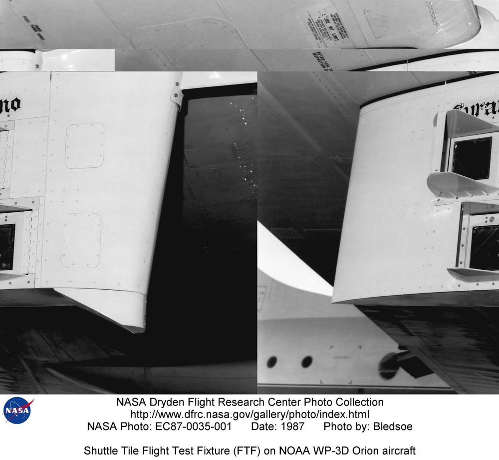 Shuttle Tile Flight Test Fixture (FTF) on NOAA WP-3D Orion aircraft